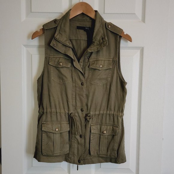 Max Jeans Olive Green Urban Utility Sleeveless Vest Size S - Picture 2 of 12